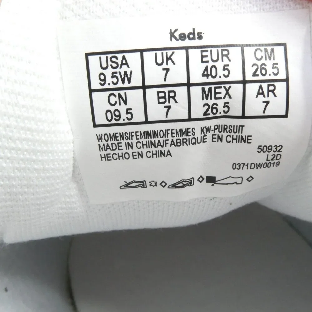 Keds Women's US 9.5 Pursuit Lace Up White Leather with Blue Accent NWOB